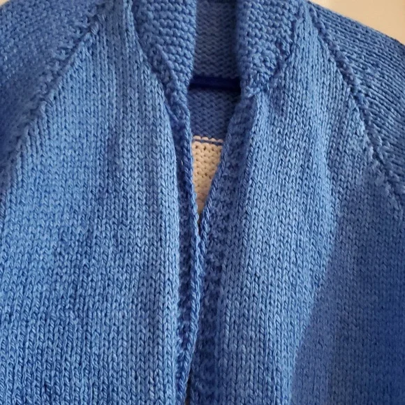 Hand Knit Bulky Cardigan Sweater Eagle Sweater Royal Blue XL - Picture 12 of 12